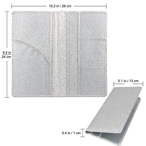 Bodskad Car Registration and Insurance Holder, Premium Leather Insurance and Registration Holder,vehicle Glove Box Car Organizer, with Magnetic Shut for Cards, Driver License (Glitter Silver) - Image 2