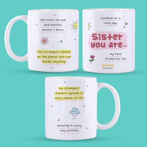 Oye Happy Behen Ka Mug - Coffee Cup For Sister On Birthday/Rakhi Gifts/Ceramic Mug, 330 Ml, Ml - Image 3