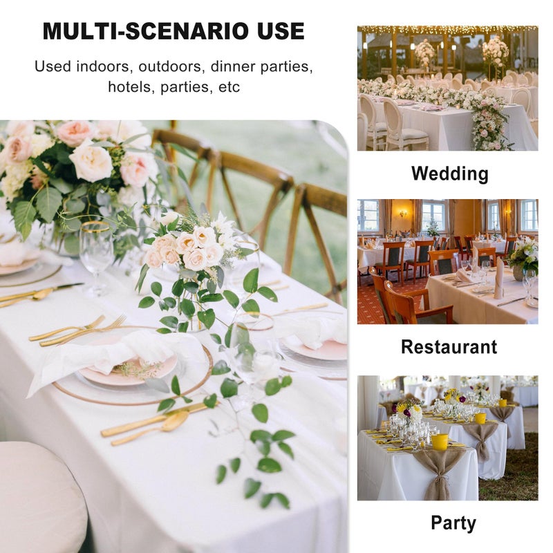 sancua 6 Pack White Tablecloth 90 x 156 Inch - Rectangle Table Cloth for 8 Feet Tables Stain and Wrinkle Resistant Washable Polyester Table Cover for Dining Wedding Banquet Party Buffet Restaurant - Image 4
