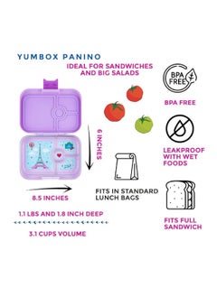 Yumbox Yumbox Panino 4-Compartment Leakproof Bento Box Purple  - Image 3