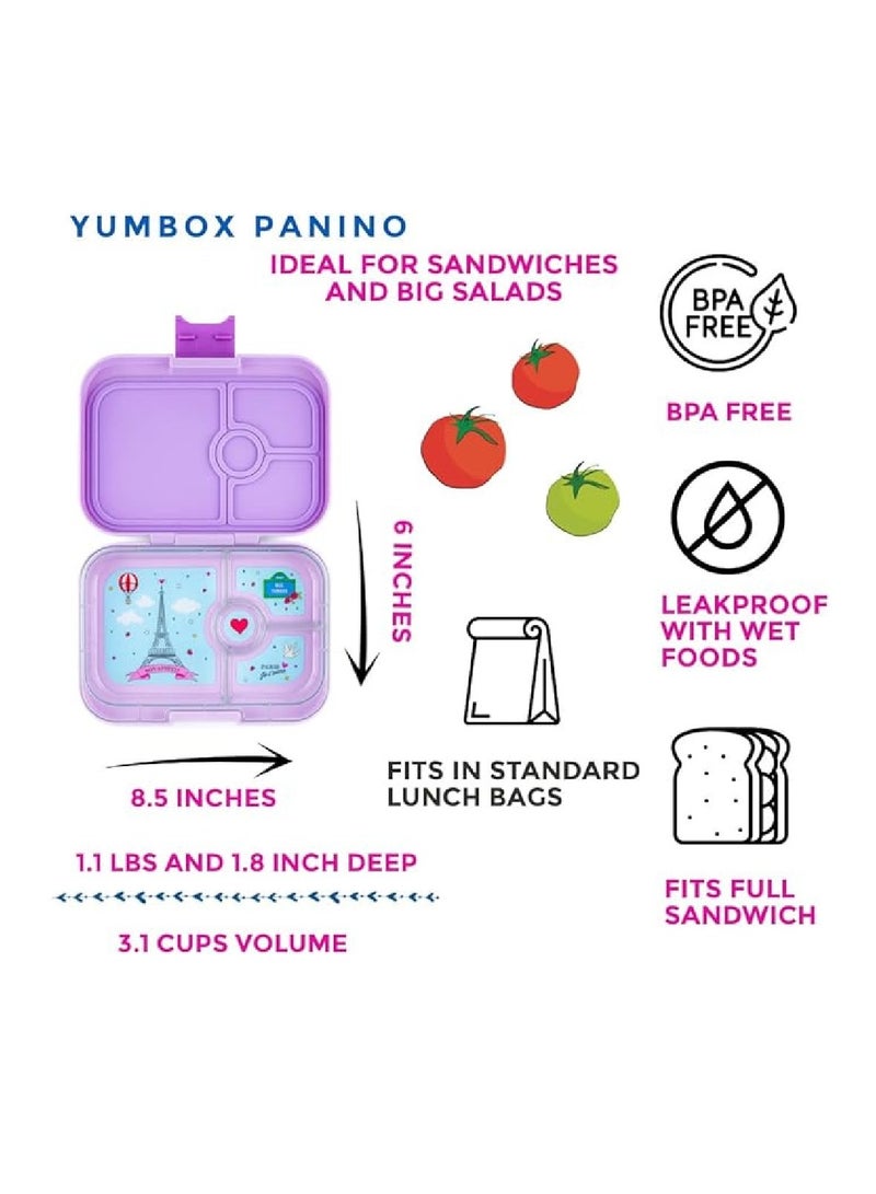 Yumbox صندوق بينتو مقاوم للتسرب مكون من 4 أقسام من Yumbox Panino باللون الأرجواني - Image 3