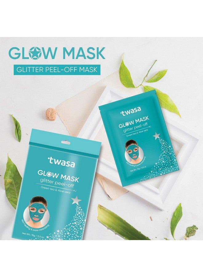 Twasa Glow Mask Glitter Peel Off Mask for Deep Cleansing, Brightening & Hydrating Face Mask with Green Tea & Aloe vera | Peel Off Mask For Instant Glow, 90gm - Image 5