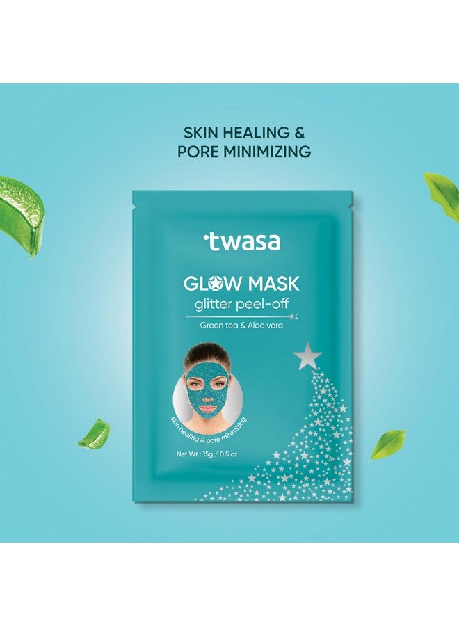 Twasa Glow Mask Glitter Peel Off Mask for Deep Cleansing, Brightening & Hydrating Face Mask with Green Tea & Aloe vera | Peel Off Mask For Instant Glow, 90gm - Image 3
