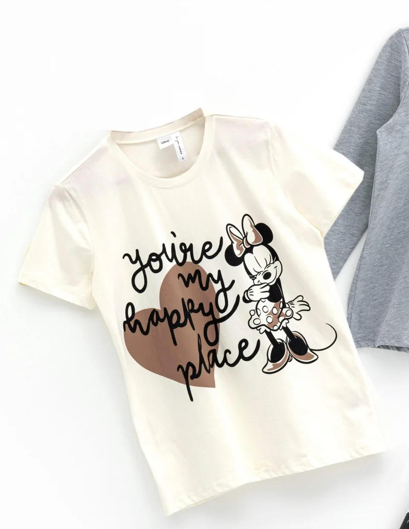 For You Sleepwear 4-Piece Minnie Mouse Black-Grey Pajama Set
