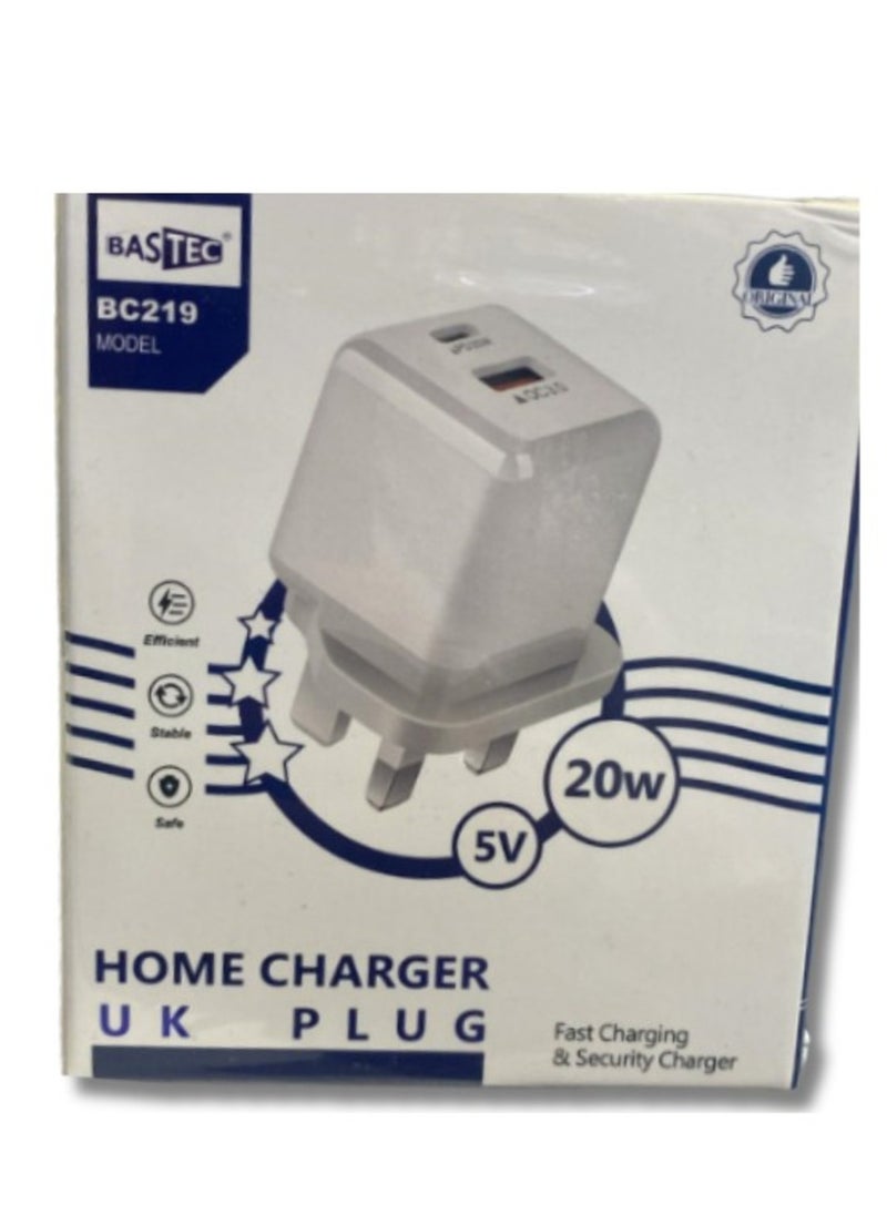 Bastec Dual USB-C Wall Charger, 20W, Model BC219, BASTEC  - Image 3