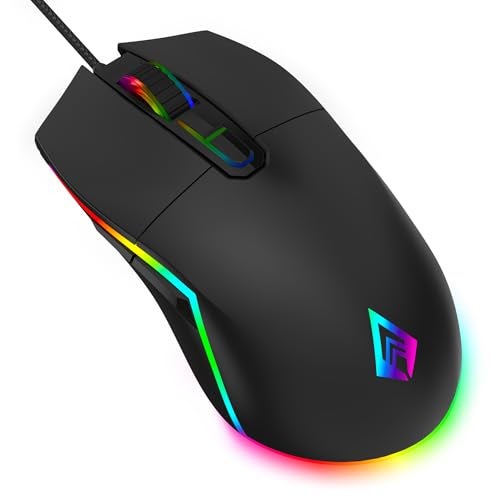 Archer Tech Lab Wired Gaming Mouse, 8000 DPI Adjustable Gaming Sensor, 7 Programmable Buttons, HUYU Switches, 6 Modes RGB Backlit, Ergonomic USB Mouse for PC, Laptop, Windows, Mac (Recurve 500-Black) - Image 1