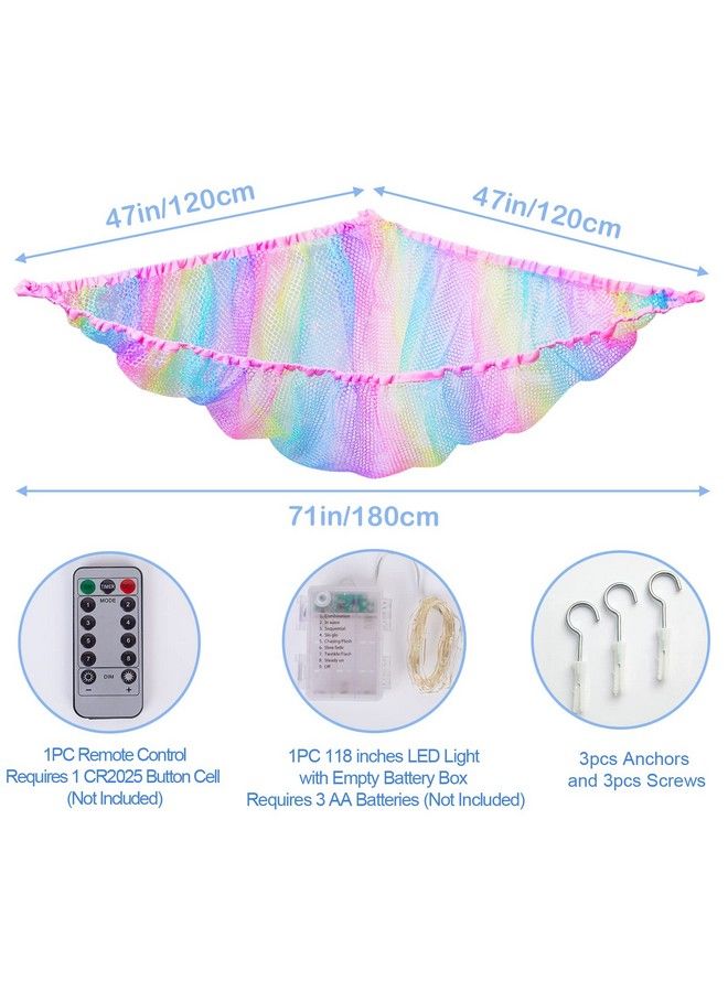 Basumee Stuffed Animals Net Or Hammock With Led Light Hanging Toy Net Hammock For Stuffed Animals Storage Stuff Animals Hammocks For Nursery Kids Room With Remote Control 8 Kinds Of Lights Rainbow - Image 3