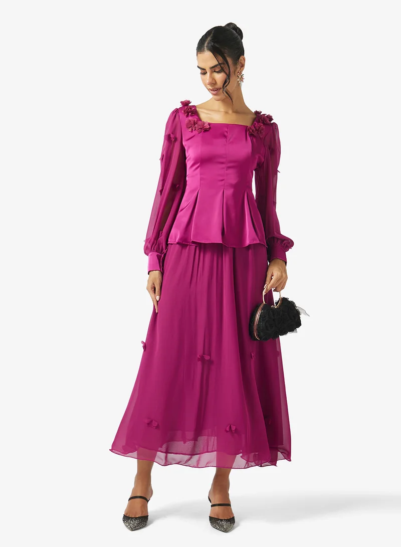 Khizana  Puff Sleeved Top & Skirt Set for Women | Best Price UAE