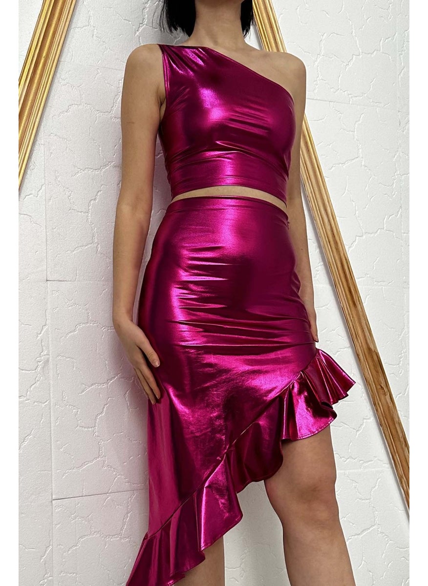 Due Stelle Women's One-Shoulder Shiny Evening Dress Bustier - Party Bustier  - Image 2