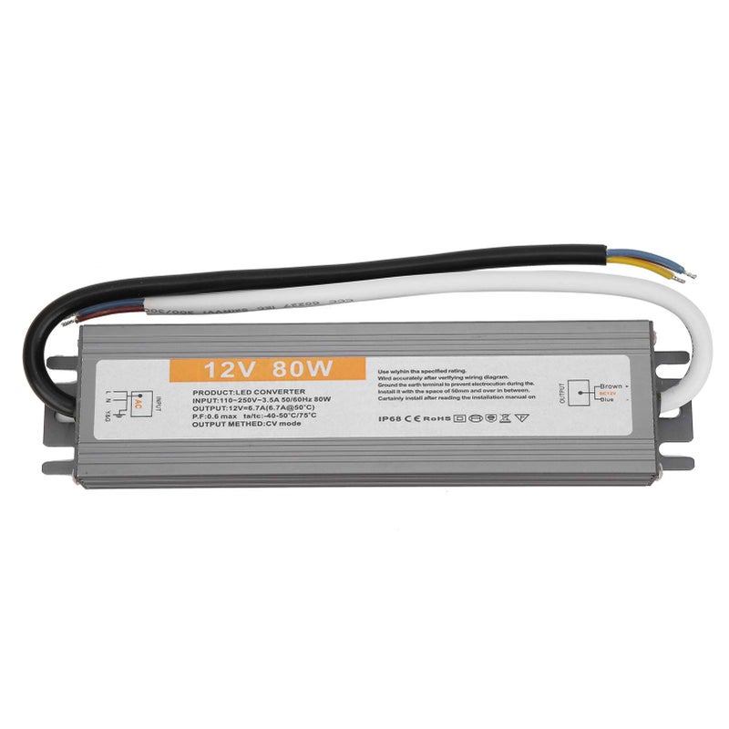 80W IP67 سائق LED مقاوم للماء مزود طاقة AC110 250V مدخل DC12V مخرج سبيكة ألومنيوم - Image 3