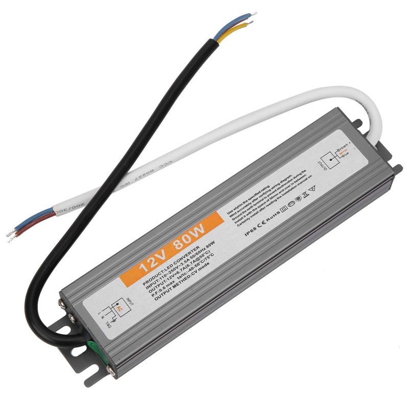 80W IP67 سائق LED مقاوم للماء مزود طاقة AC110 250V مدخل DC12V مخرج سبيكة ألومنيوم - Image 4