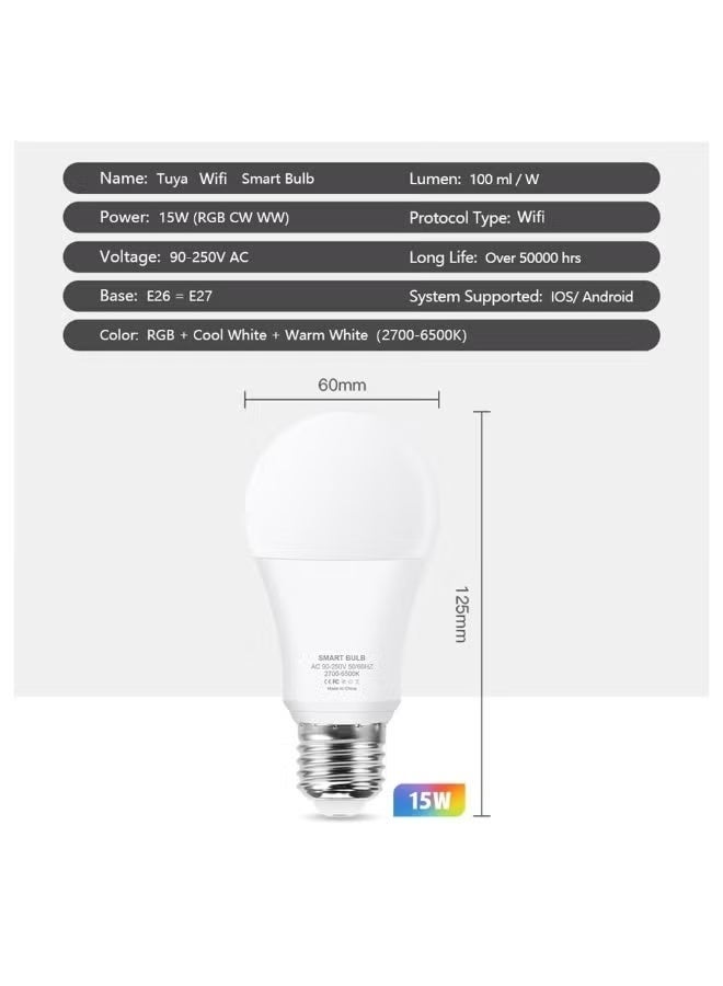 Tuya Doodle Smart Bulb – RGBCW WiFi LED Light Bulb with Google Voice Control, 5-Color Modes, Works with Smart Life App - Image 2