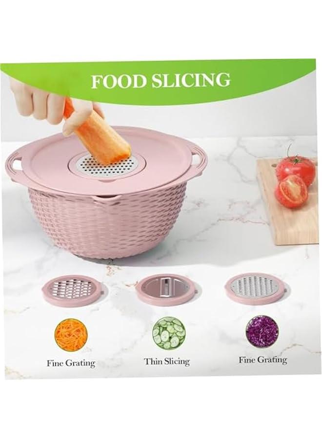 HOOKOR 4-1 Colander with Mixing Bowl Set - Strainers for Kitchen, Food Strainers and Colanders, Pasta Strainer, Rice Strainer, Fruit Cleaner, Veggie Wash, Salad Spinner (Pink) - Image 3