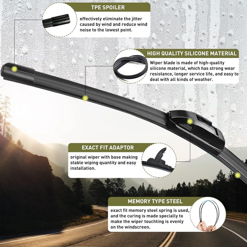 Halero 21" + 19" Premium Windshield Wiper Blades - All-Season Durable Silicone for Volkswagen Golf, Honda Civic, Mazda 3 - Image 3