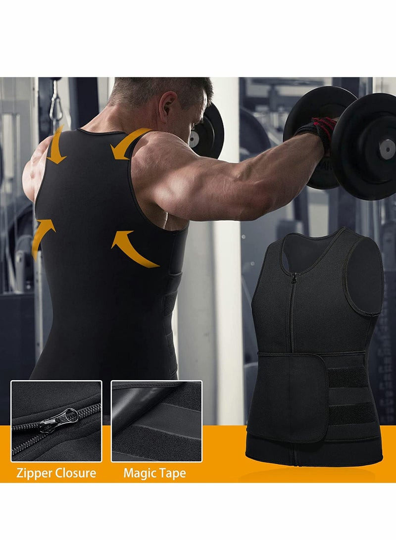 SOLARAE Sauna Vest with Waist Trainer for Men, 2 in 1 Mens Abdomen Trainer Neoprene Slimming Workout Vest Shaper Promotes Healthy Sweat, Weight Loss, Lower Back Posture - Image 4