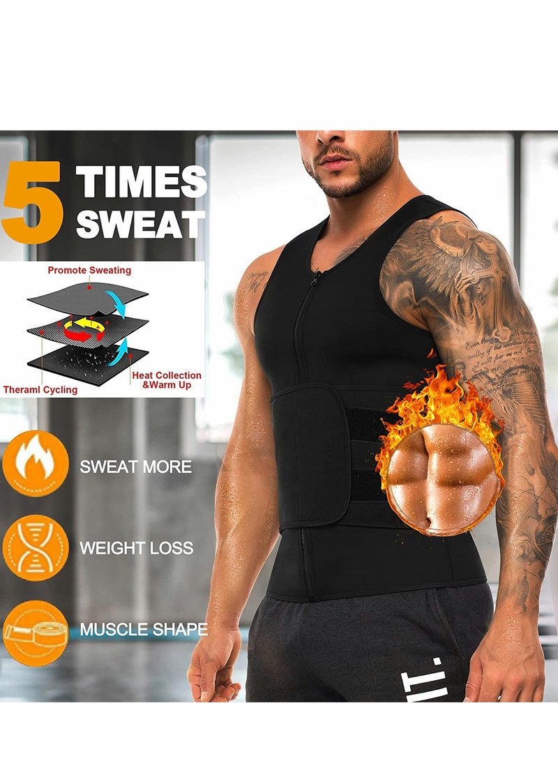 SOLARAE Sauna Vest with Waist Trainer for Men, 2 in 1 Mens Abdomen Trainer Neoprene Slimming Workout Vest Shaper Promotes Healthy Sweat, Weight Loss, Lower Back Posture - Image 3