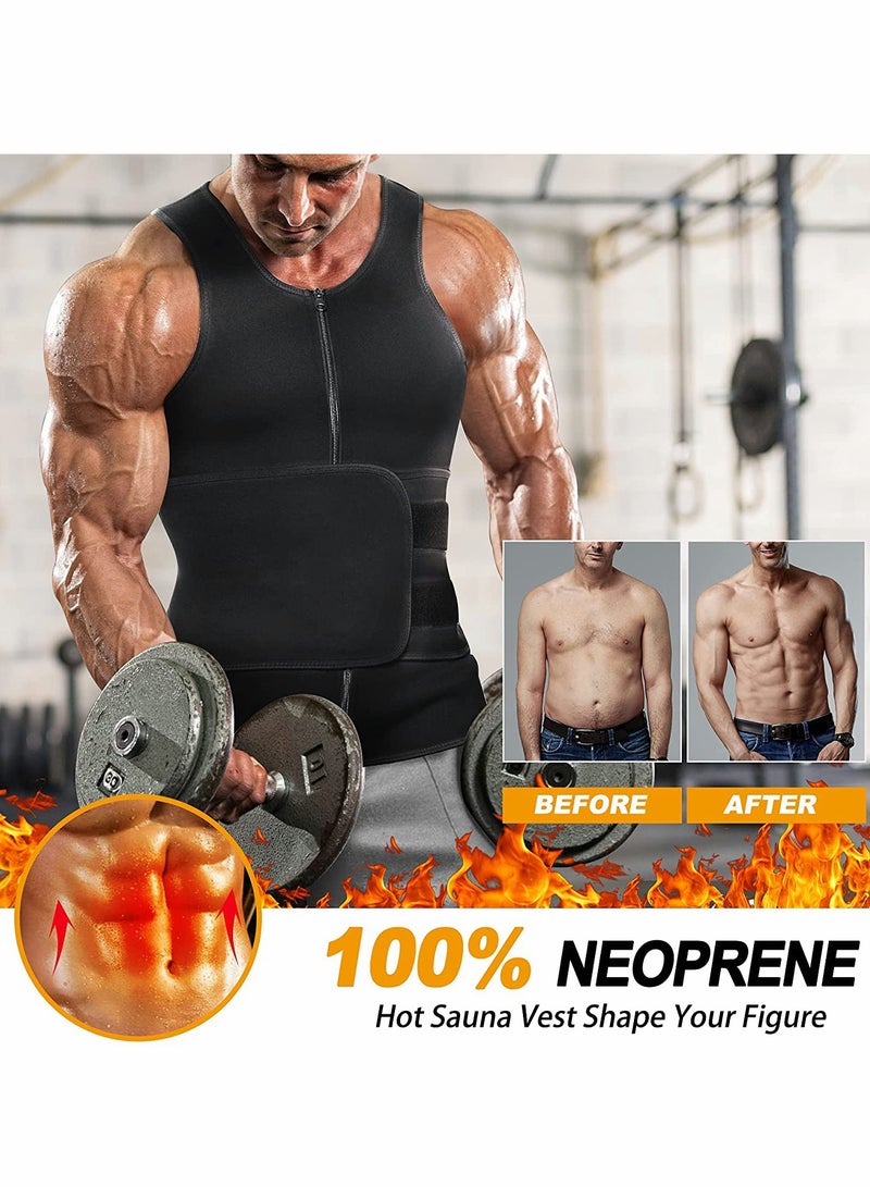 SOLARAE Sauna Vest with Waist Trainer for Men, 2 in 1 Mens Abdomen Trainer Neoprene Slimming Workout Vest Shaper Promotes Healthy Sweat, Weight Loss, Lower Back Posture - Image 2