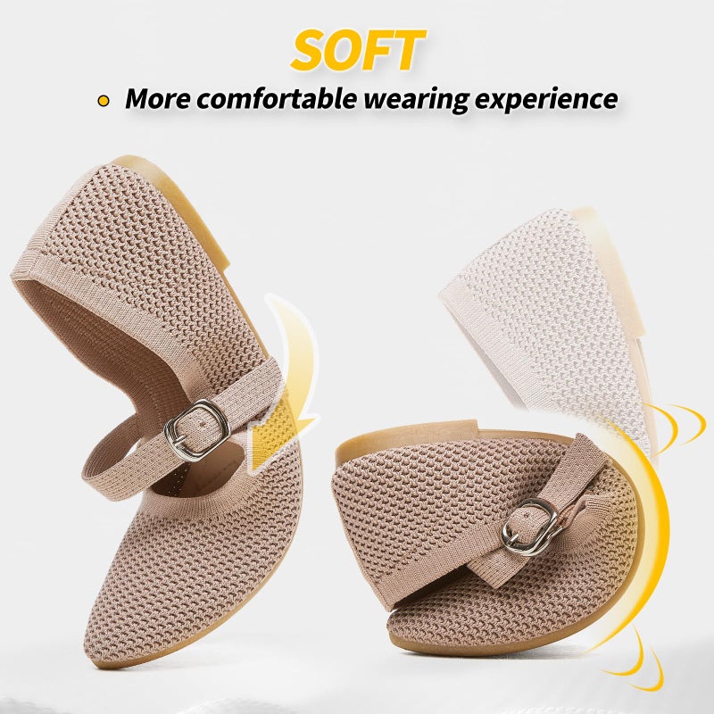 BABUDOG Mesh Ballet Flats for Women,Women's Mary Jane Flats with Buckle Strap,Black Nude Foldable Flats Shoes for Women,Comfortable Dress Shoes(Moc.US12) - Image 5