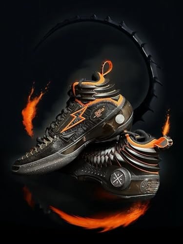 LI-NING Way of Wade 10 Black Dragon Men Basketball Shoes Lining Anti-Slip Professional Shock Absorption Sneakers Sports Shoes Black Orange US 8 - Image 4