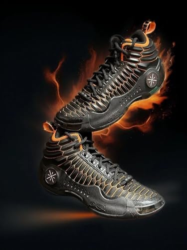 LI-NING Way of Wade 10 Black Dragon Men Basketball Shoes Lining Anti-Slip Professional Shock Absorption Sneakers Sports Shoes Black Orange US 8 - Image 3