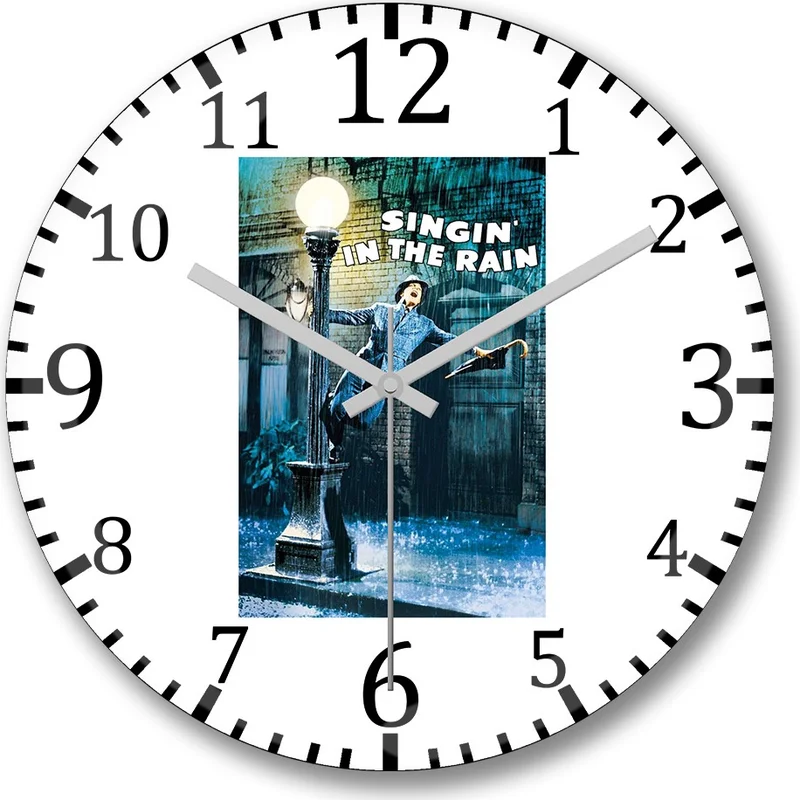 Baskı Dükkanı Print Shop Sign In The Rain Wall Clock Curved Real Glass