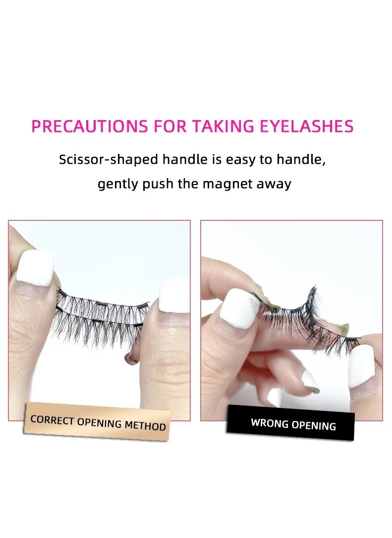 KIIUMI - Magnetic Eyelashes without Eyeliner - Reusable Dual Magnetic lashes with 8 Pair, Looking Natural No Glue 3D False Eyelashes Kit with Applicator, False Eyelashes, Easy to Wear(Black) - Image 1