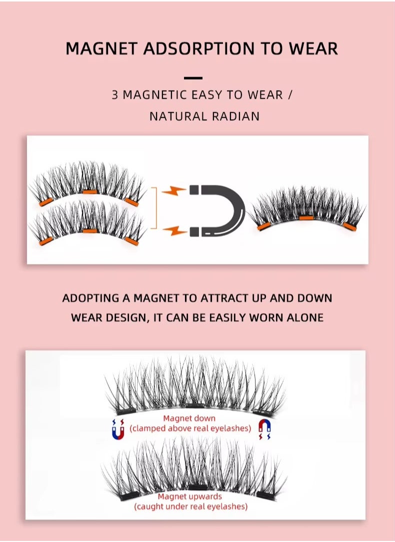 KIIUMI - Magnetic Eyelashes without Eyeliner - Reusable Dual Magnetic lashes with 8 Pair, Looking Natural No Glue 3D False Eyelashes Kit with Applicator, False Eyelashes, Easy to Wear(Black) - Image 1