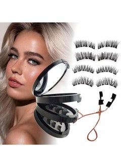 KIIUMI Magnetic Eyelashes without Eyeliner - Reusable Dual Magnetic lashes with 8 Pair, Looking Natural No Glue 3D False Eyelashes Kit with Applicator, False Eyelashes, Easy to Wear(Black)  - Image 1