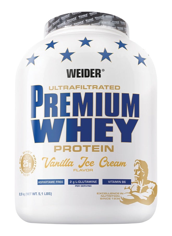 Weider - Premium Whey Protein - 2.3 kg, Vanilla Ice Cream Flavor - High-Quality Whey Protein Concentrate, Isolate Blend for Muscle Growth and Recovery - Image 1