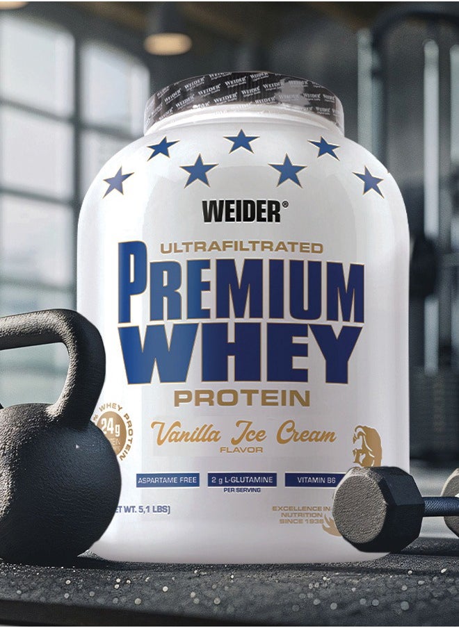 Weider - Premium Whey Protein - 2.3 kg, Vanilla Ice Cream Flavor - High-Quality Whey Protein Concentrate, Isolate Blend for Muscle Growth and Recovery - Image 1