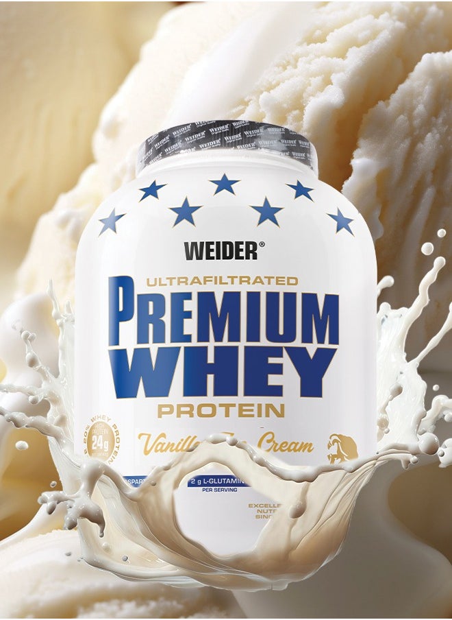 Weider - Premium Whey Protein - 2.3 kg, Vanilla Ice Cream Flavor - High-Quality Whey Protein Concentrate, Isolate Blend for Muscle Growth and Recovery - Image 1