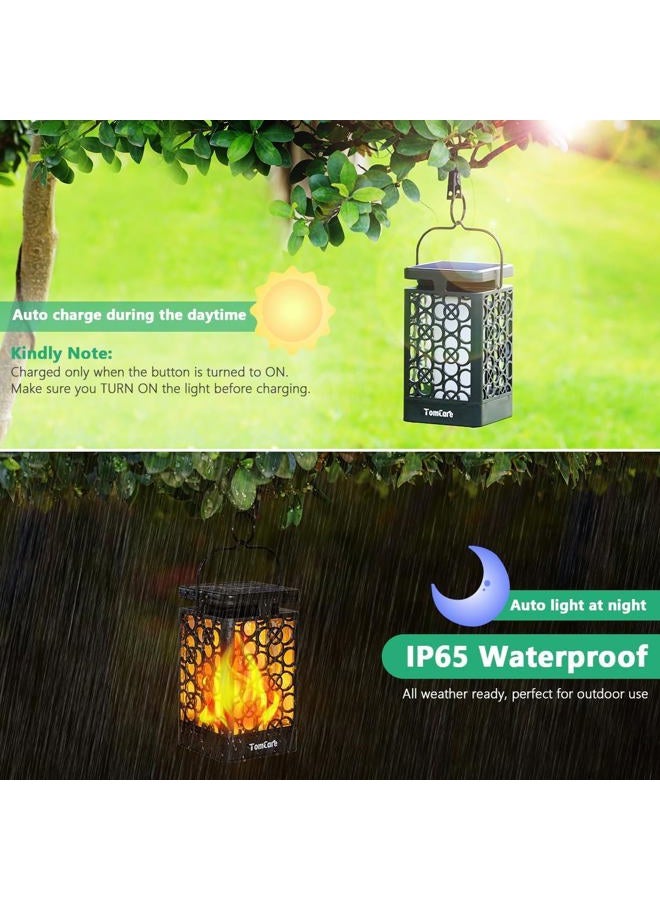 TomCare Solar Lanterns Outdoor Upgraded Flickering Flame Waterproof Hanging Lanterns Decorative Solar Powered LED Christmas Lights for Patio Deck Yard, 2 Pack - Image 5