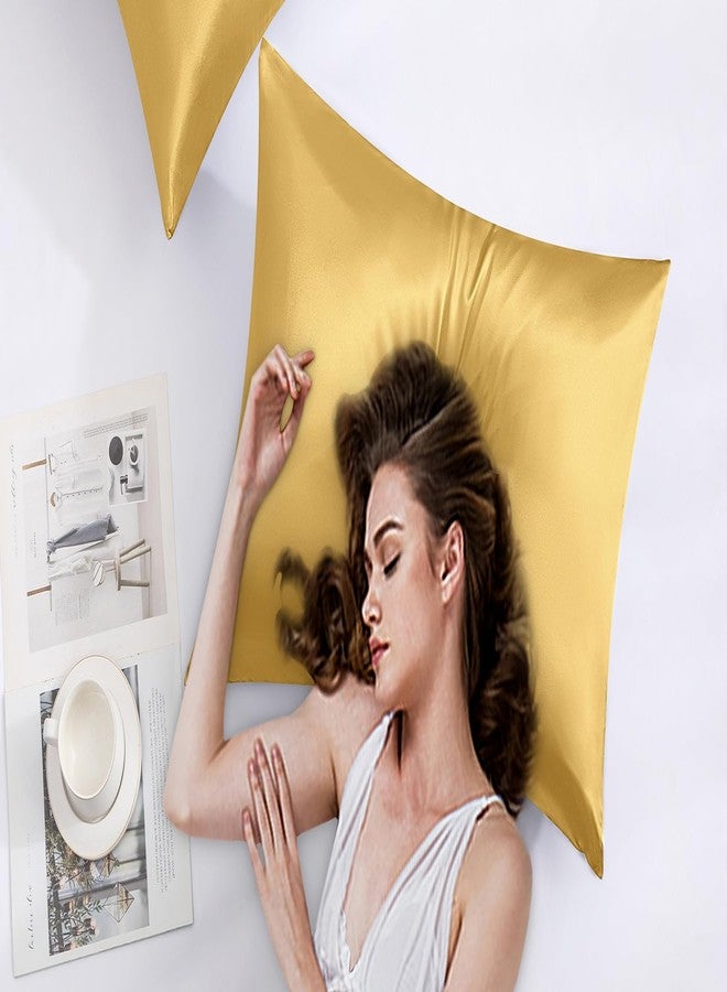 Mimkus Satin Pillowcases Standard Set of 2 - Silk Soft Pillow Cases for Hair and Skin 20x26 inches,Gold Satin Pillow Covers 2 Pack with Envelope Closure for Home,School, Hotel - Image 4