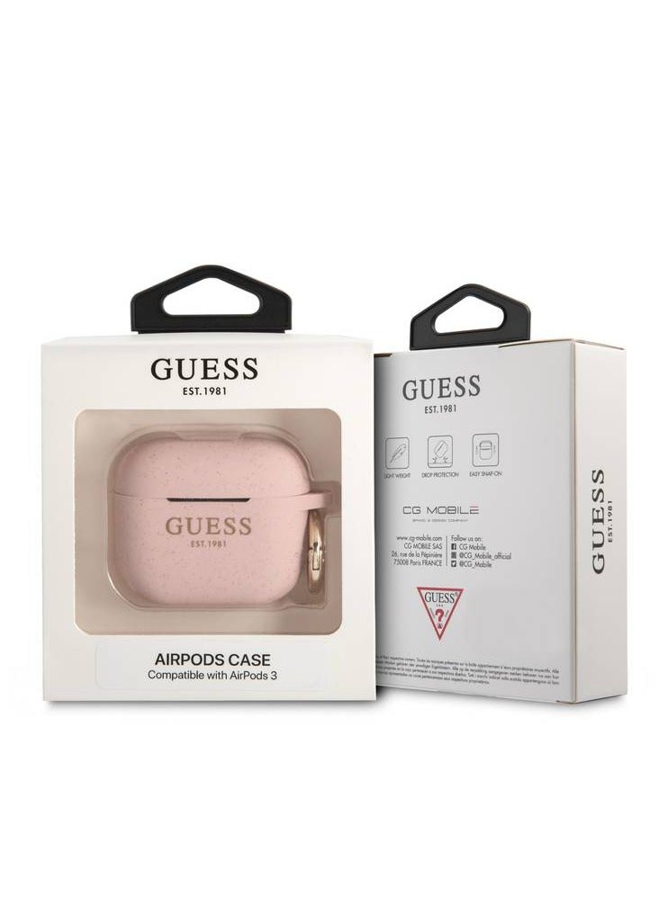 GUESS Silicone Glitter Case with Ring for Airpods 3 - Pink - Image 2