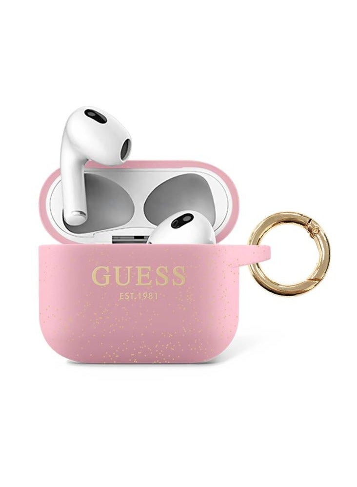 GUESS Silicone Glitter Case with Ring for Airpods 3 - Pink - Image 1