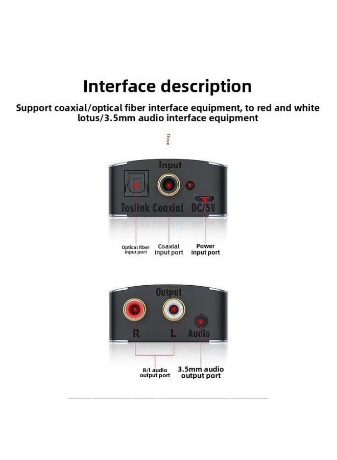 Digital To Analog Upgraded Audio Coaxial Converter Fiber To Analog Spdif To Lotus TV-Colour:3rd Generation + Coaxial Cable + 3.5 Audio Cable - Image 4