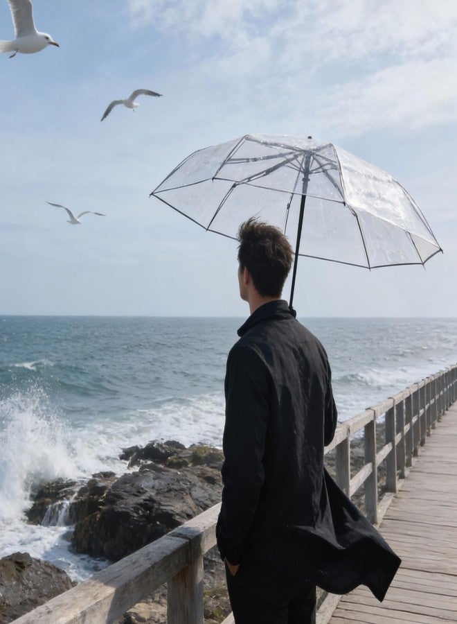 ISABRELLA Clear Folding Umbrella for Rain & Sun Protection, Transparent Compact Umbrella for Women, Windproof Lightweight Travel Umbrella for Outdoor, Commute - Image 5