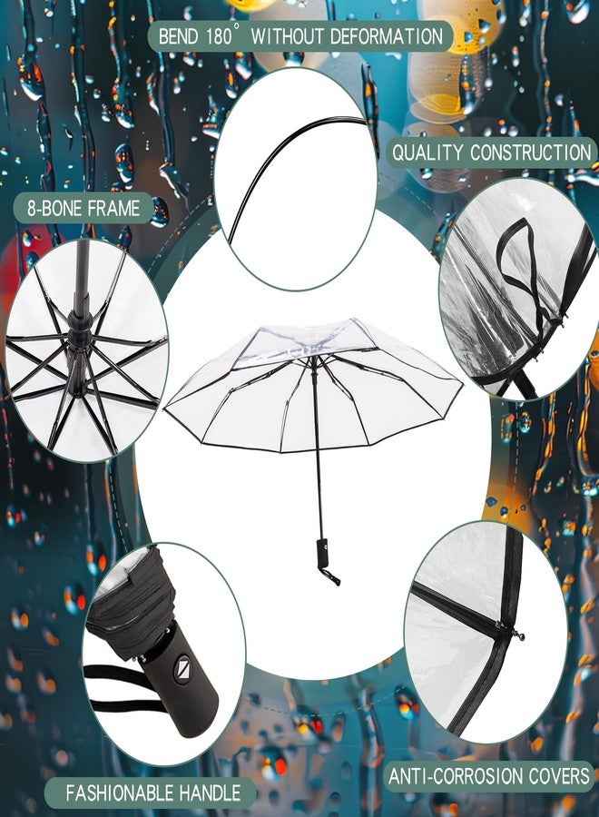 ISABRELLA Clear Folding Umbrella for Rain & Sun Protection, Transparent Compact Umbrella for Women, Windproof Lightweight Travel Umbrella for Outdoor, Commute - Image 4