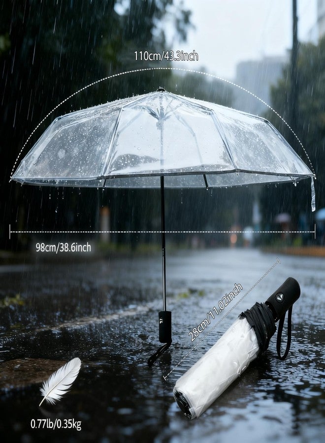 ISABRELLA Clear Folding Umbrella for Rain & Sun Protection, Transparent Compact Umbrella for Women, Windproof Lightweight Travel Umbrella for Outdoor, Commute - Image 2