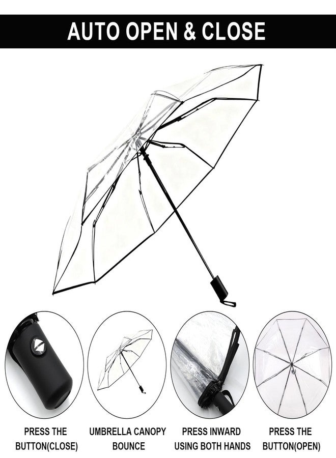 ISABRELLA Clear Folding Umbrella for Rain & Sun Protection, Transparent Compact Umbrella for Women, Windproof Lightweight Travel Umbrella for Outdoor, Commute - Image 3