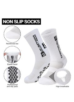 Generic 3 Pairs Grip Socks Football Socks for Men Cushioned Non Slip Football Socks Basketball Hockey Sports Anti Slip Socks for Children Teenagers  - Image 2