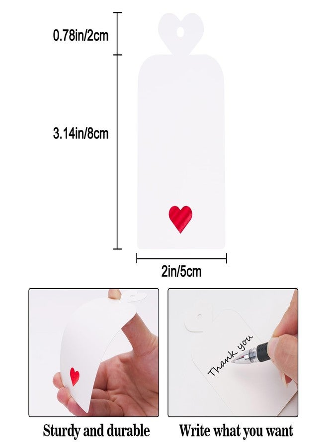 joycraft 100pcs Blank Gift Tags with String, 4x2 inch White Kraft Paper Tags with Red Heart, Gift Wrapping Tags for Christmas Birthday, Baby Shower, Wedding, Valentine's Day - Image 2