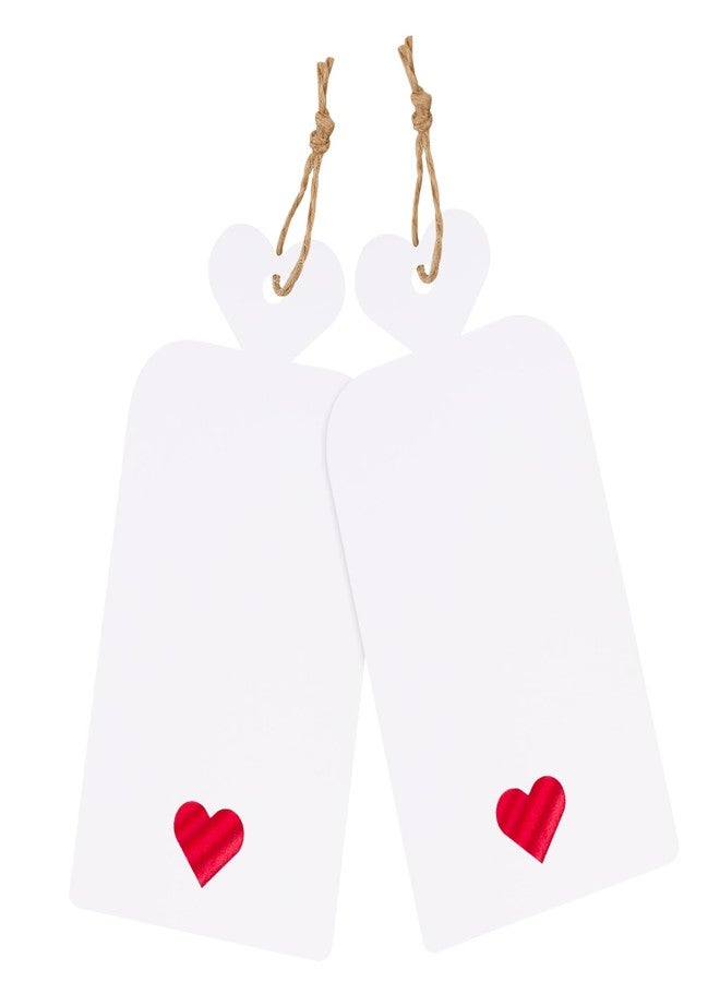 joycraft 100pcs Blank Gift Tags with String, 4x2 inch White Kraft Paper Tags with Red Heart, Gift Wrapping Tags for Christmas Birthday, Baby Shower, Wedding, Valentine's Day - Image 1