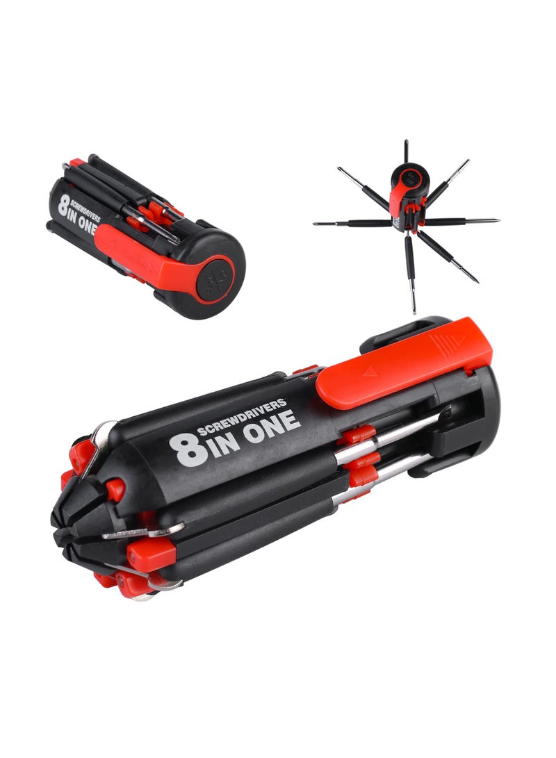 KASTWAVE طقم مفكات 8 في 1، أدوات صيانة عامة مفك ربط مع ضوء عمل لأعمال الإصلاح الليلية مجموعة أدوات الإصلاح المنزلية حقيبة مفكات محمولة لصيانة الأعمال اليدوية وإصلاحات الليل - Image 1