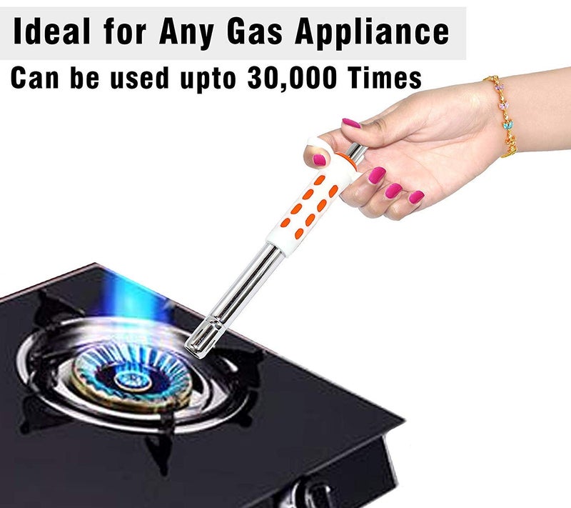 TULMAN Easy Grip Stainless Steel Regular Gas Lighter for Gas Stoves, Restaurants & Kitchen Use (Orange) - Pack of 2 - Image 5