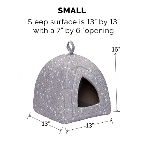 Furhaven Cat Bed Cave for Indoor Cats Small Dogs Washable Foldable w Removable Cushion Polycanvas Print Pet Tent Gray Terazzo Small - Image 3