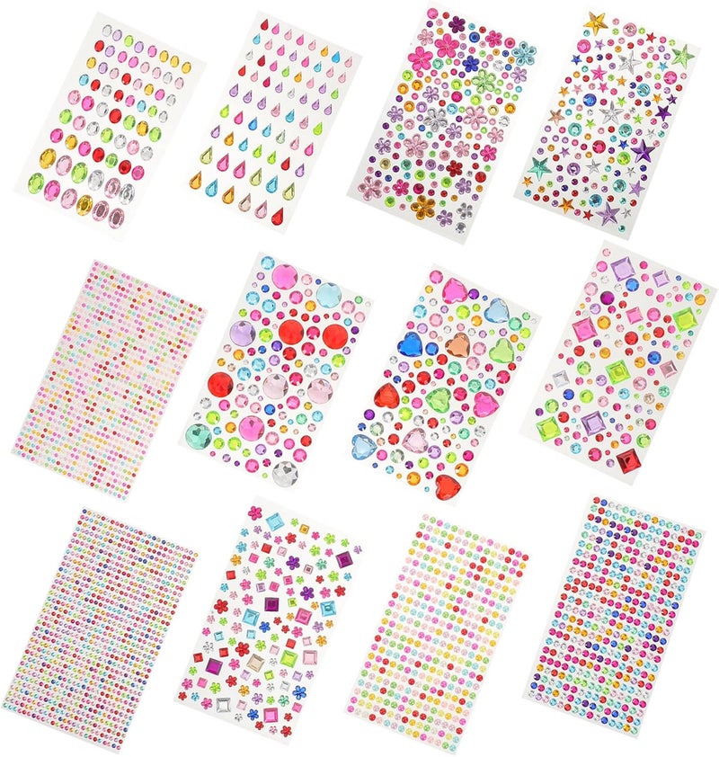 ibasenice Self-Adhesive Gem Stickers and Flat Back Rhinestone Gems for Crafts, Teardrop and Star Shapes, Colorful Crystal Embellishments for Face Makeup, Party Decor, DIY Nail Art – 12 - Image 1
