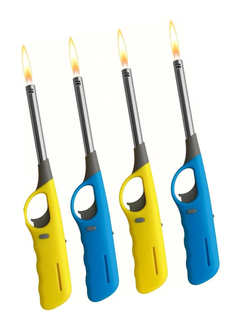 JIHAM Lighter 4-Pcs, Stainless Steel and Durable, Wind Resistant, Refillable Gas, Kitchen Lighter perfect for Kitchen, Candle, Grill, BBQ, Fireplace, Bakhoor and Charcoal - Image 1