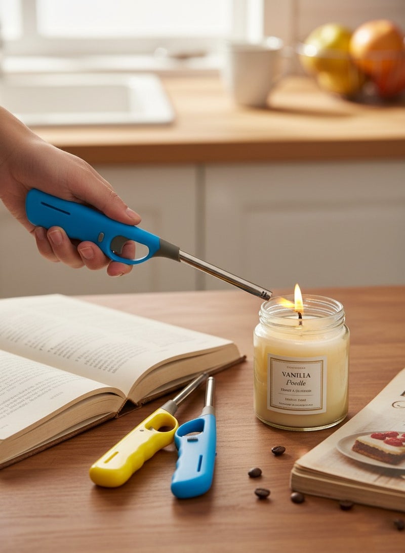 JIHAM Lighter 4-Pcs, Stainless Steel and Durable, Wind Resistant, Refillable Gas, Kitchen Lighter perfect for Kitchen, Candle, Grill, BBQ, Fireplace, Bakhoor and Charcoal - Image 2