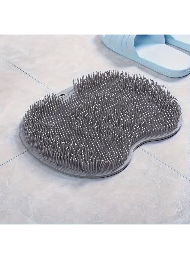 Gray Silicone Bath Shower Scrubber With Non Slip Suction Cup For Foot And Back - Image 5